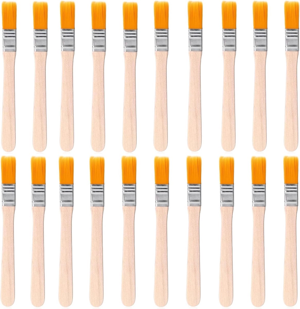 20 stuks kleine penselen 13,5 cm lang, 0,5 cm breed, randschildergereedschap met populierenhouten handvat, duurzame borstelharen voor wandretoucheerkasten, hekken, doe-het-zelf kunst