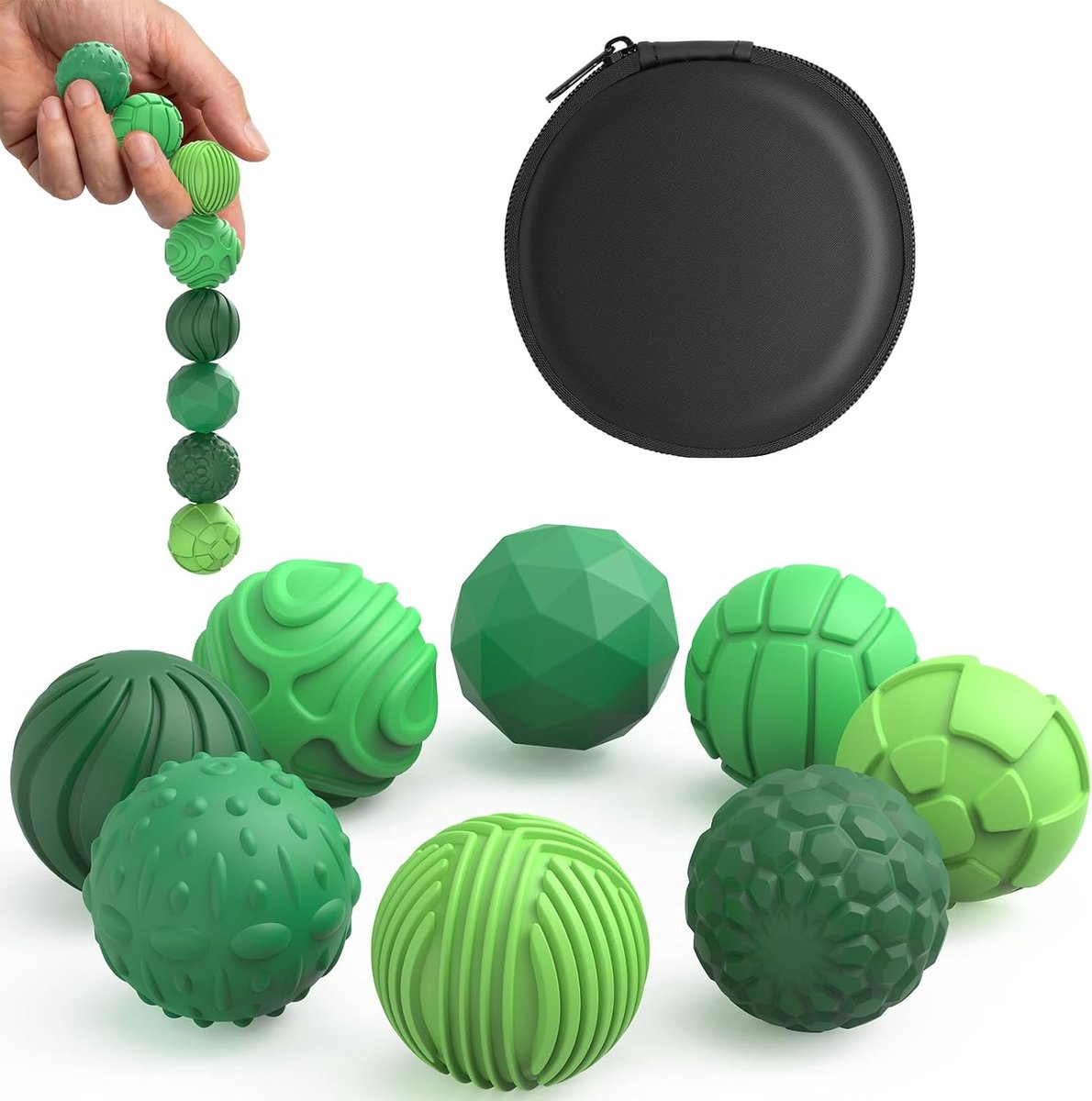 8 stuks magnetische fidget toys, siliconen magnetische ballen, anti-stress ballen voor volwassenen en kinderen met angs-afbouw en ADHD, sensorische magnetische ballenset (geometrisch · groen)