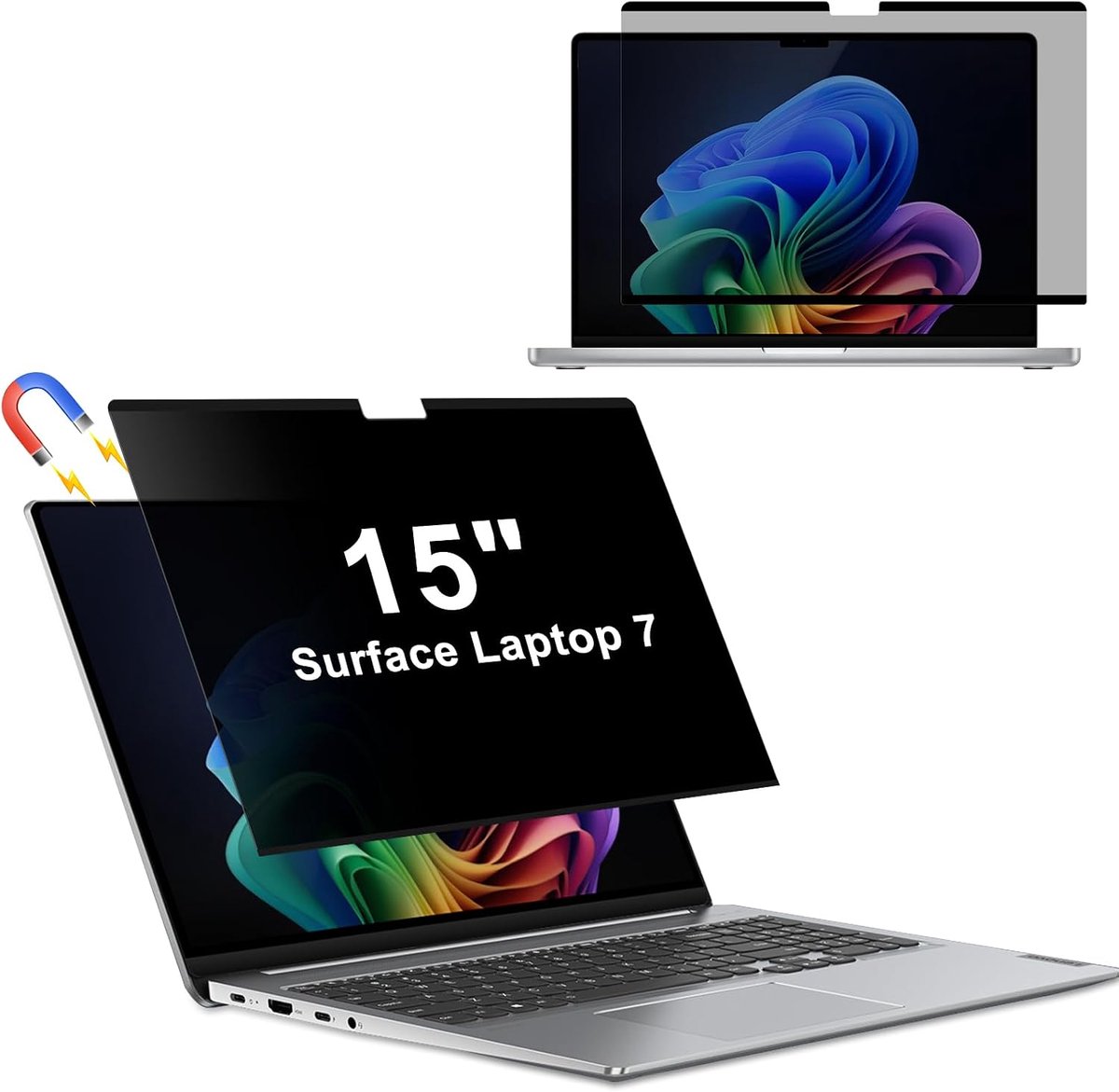 privacyfilter voor Microsoft Surface Laptop 7, 38,1 cm (15 inch), anti-blauw licht, ontspiegeld, afneembaar, voor Microsoft Surface Laptop 7