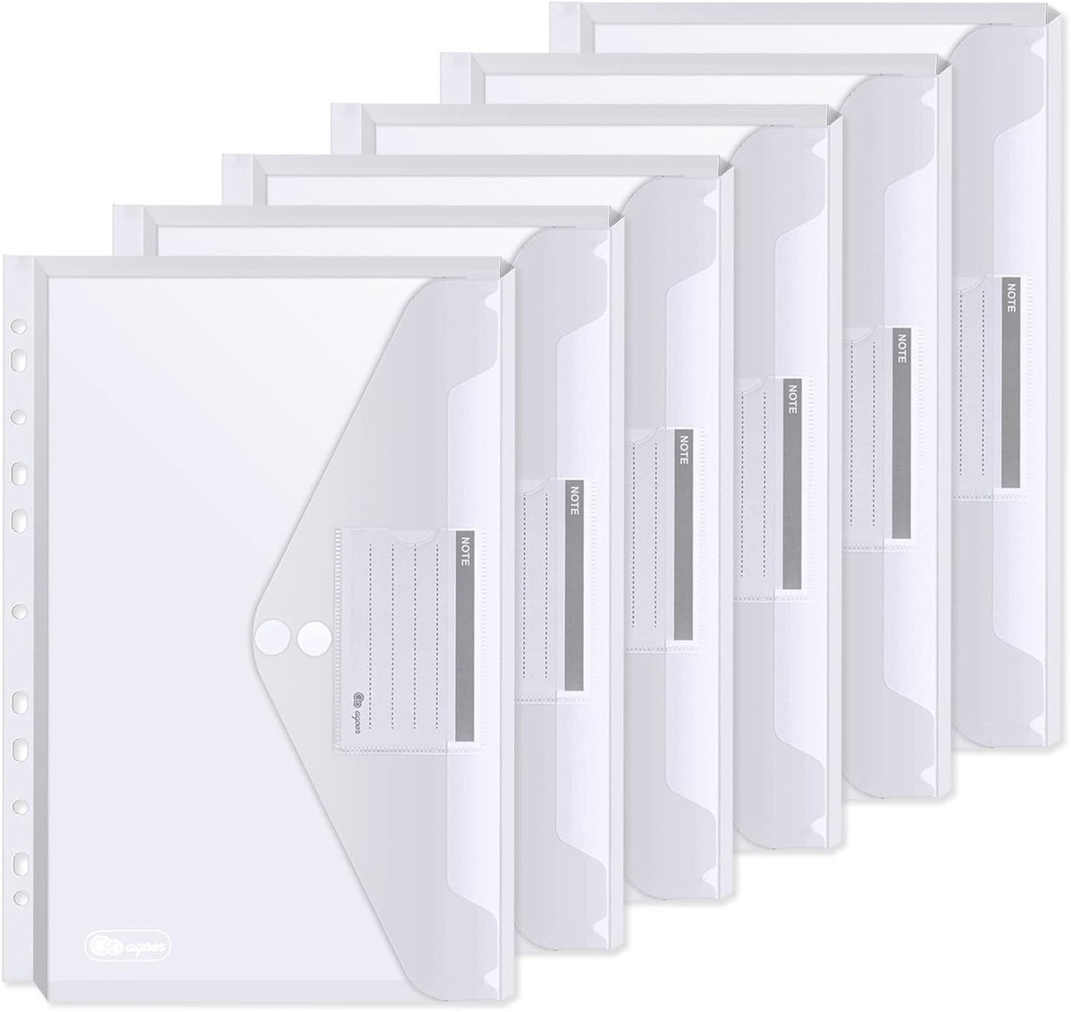 Uitbreidbare plastic mappen set van 24 stuks, 3D documentmappen met 2 sluitingen voor 270 vellen papier, A4 doorzichtige folders met 11 bindgaten en labelvak voor ordenen en sorteren