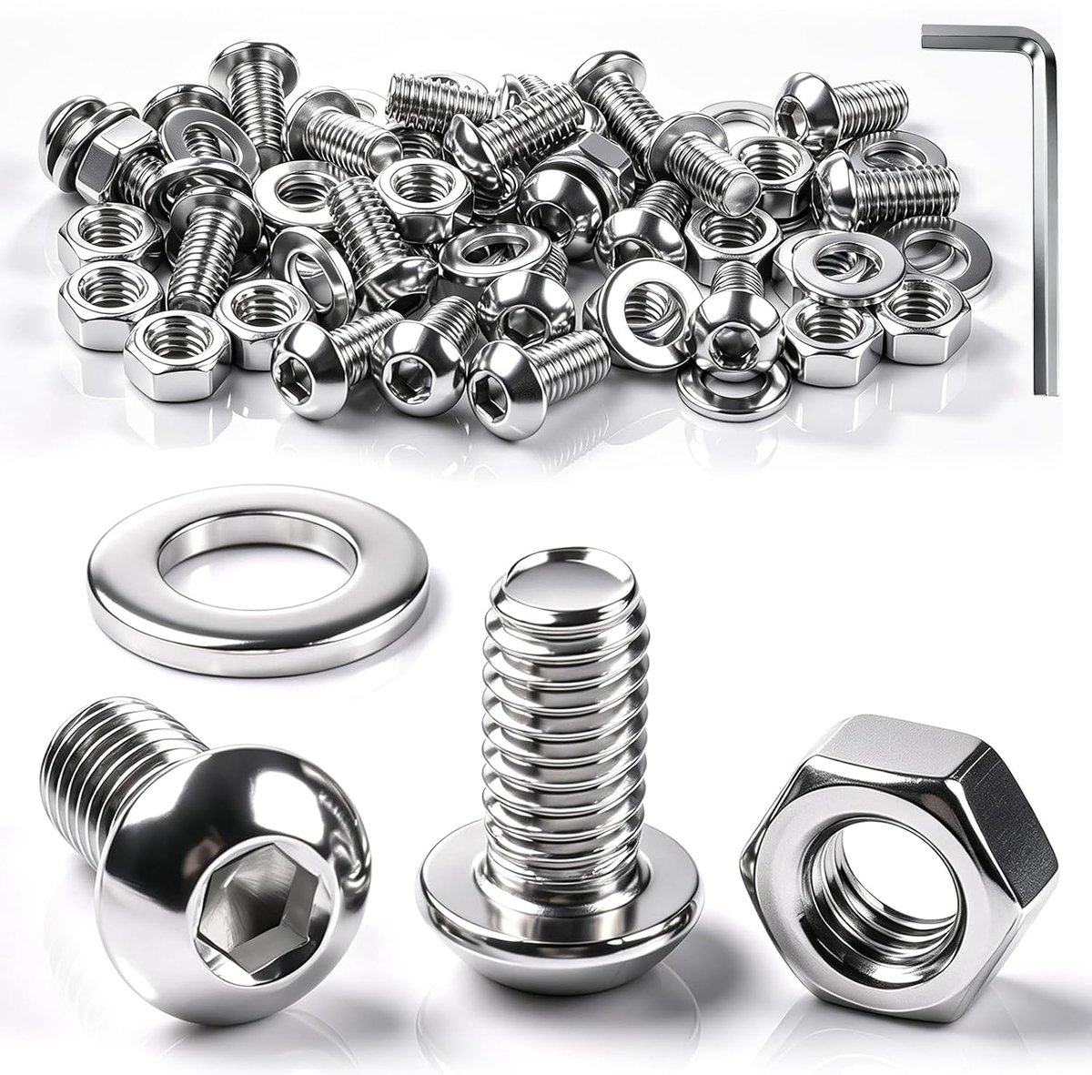 X 10 mm lenskopschroeven binnenzeskant 304 roestvrij staal 20 set
