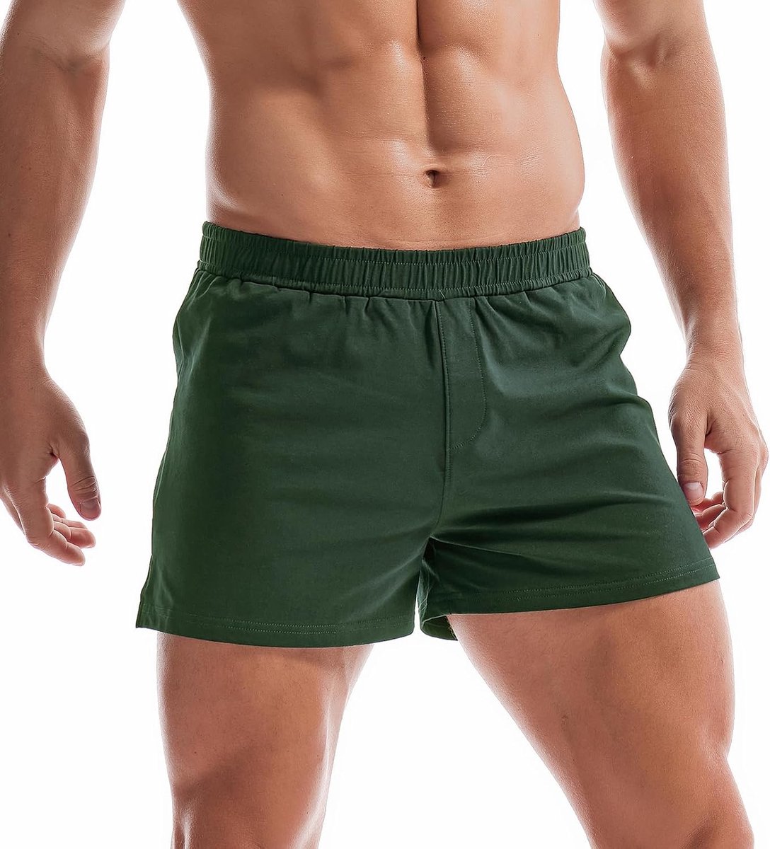 Coulee Slaapbroek voor heren, kort, katoen, 7,5 cm, lichte pyjamabroek voor heren, korte zijsplitten, shorts