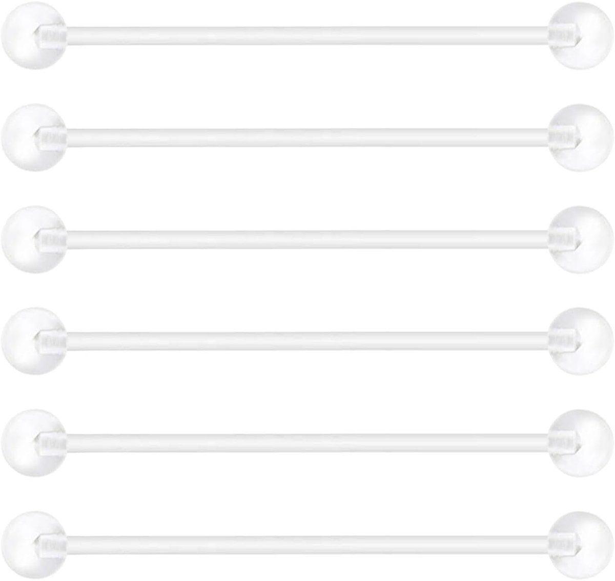 6 stuks plastic industriële piercing flexibel kunststof 32/35/38mm acryl bioflex oorpiercing retainers