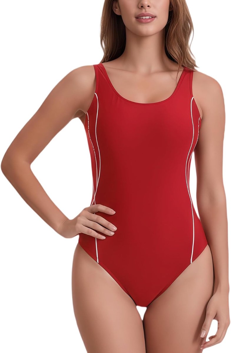 Badpak Een Stuk Sport Zwemmen Kostuum Gewatteerde Oefening Badmode Training Dames S-2XL (EU) =Tag M-3XL