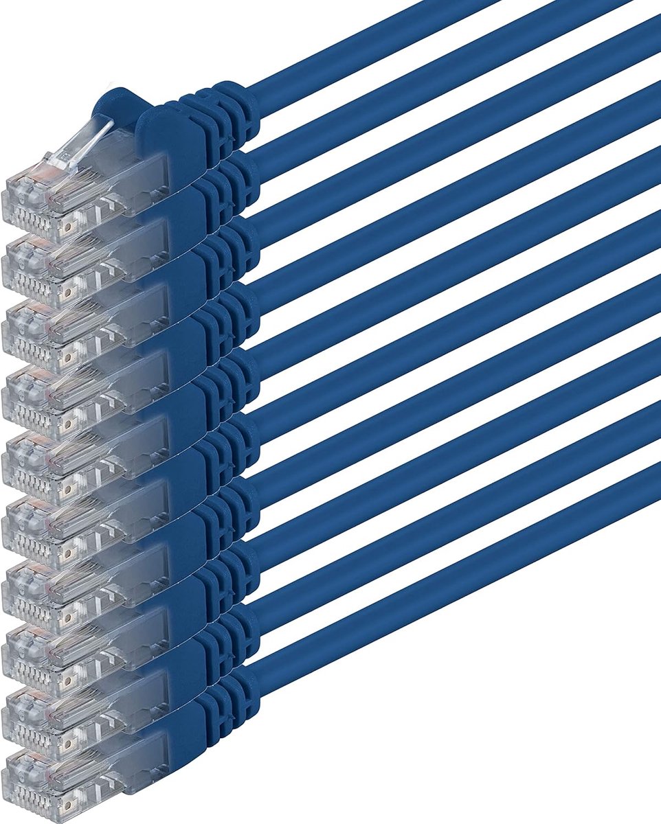 1aTTack.de 2m CAT.6 CAT6 Ethernet-LAN-netwerkkabel 1000 Mbit/s, 10x - blauw