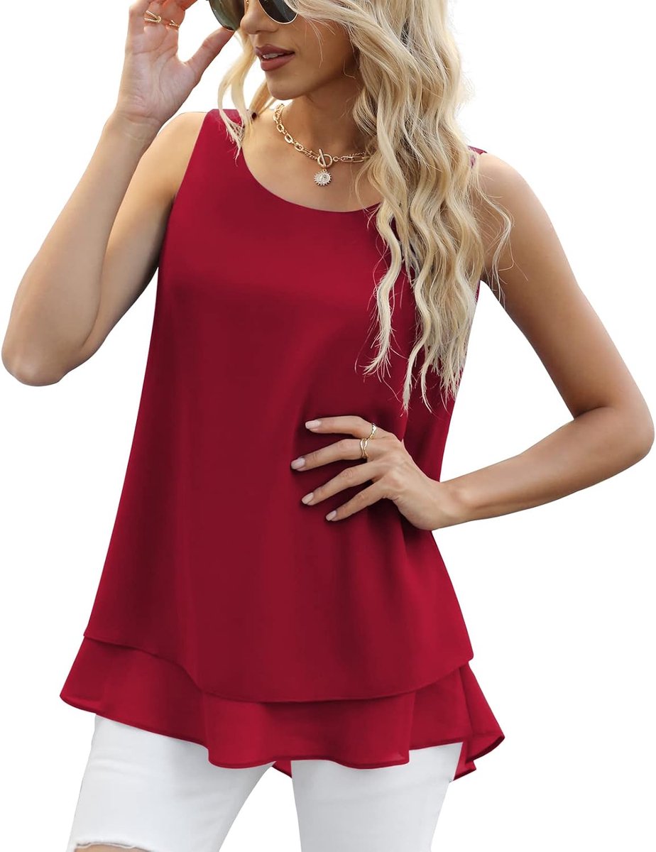 Damesvesten, zomerse damestops, blouses, overhemden, losse mouwloze tanktop, chiffon vesten voor dames