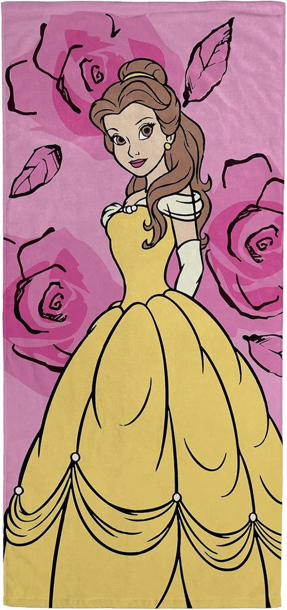 Franco Disney Princess Belle Rozen 71cm x 147cm Strandlaken uit