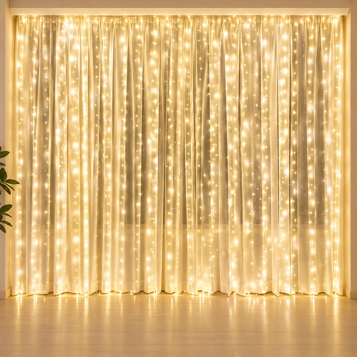 Nina’s Giftshop® Kerstverlichting 3 Meter – LED Lichtgordijn – Lichtsnoer – Warm Wit – USB – Binnen & Buiten – Kerstdecoratie