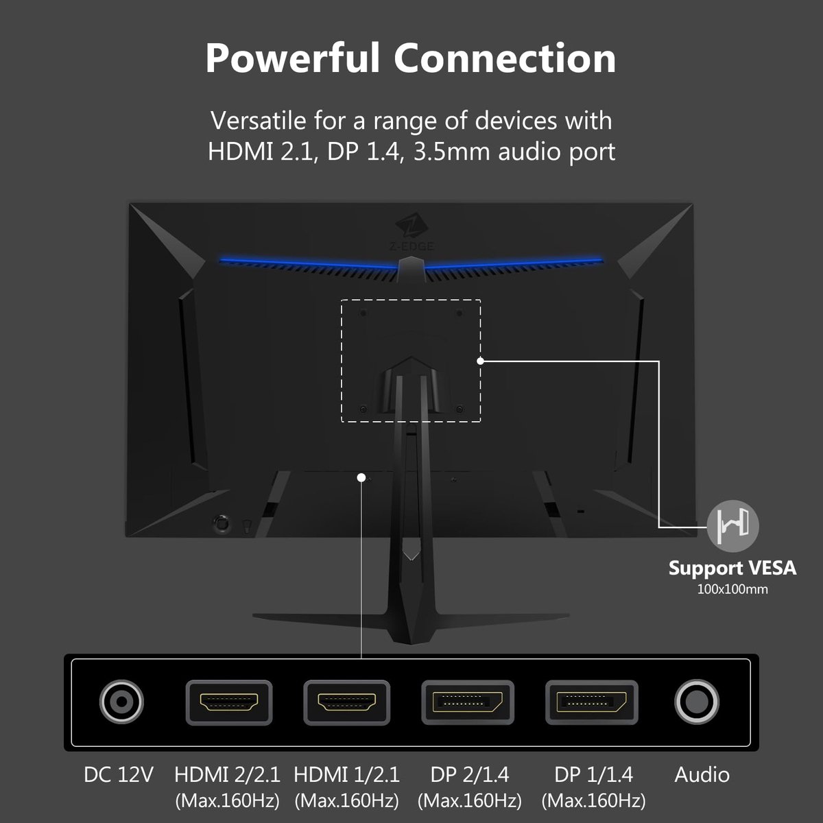 PC Monitor 27 Inch 4K UHD - 160Hz Verversingssnelheid - IPS Paneel - 1ms Reactietijd - Gaming Monitor - Desktop Scherm