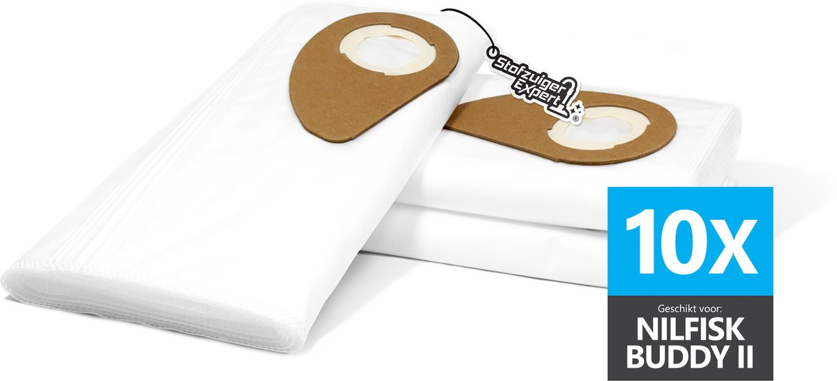 Stofzuiger Expert 10x Stofzuigerzakken geschikt voor Nilfisk Buddy II, Buddy 2, Buddy II 12 en Buddy II 18 INOX - Stofzuigerzak van Professioneel Microfiber Kwaliteit - Zakken van stevig materiaal met verbeterde prestaties