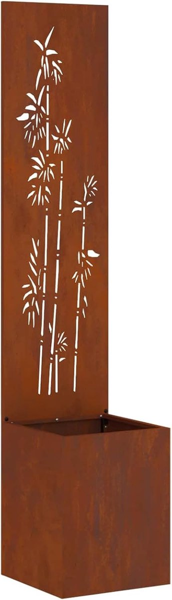 Tuinscherm met roestige bloemen, 32 x 32 x 150 cm, decoratief weerbestendig stalen scherm met filigraan ingelegd voor privacy op terras en balkon