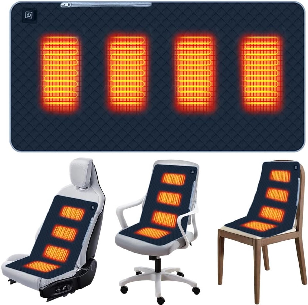 USB, verwarmd zitkussen, 45 x 90 cm, met 3