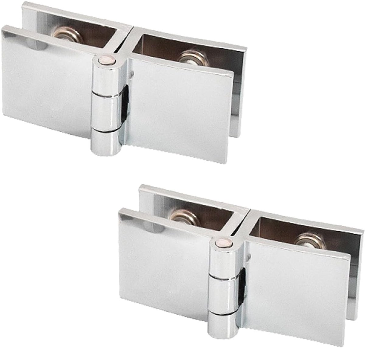 2 stuks 180 graden glazen deurscharnier, geen boren deurscharnieren voor display badkamerkast, geschikt voor 5-8 mm glas