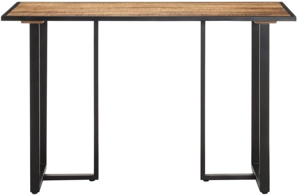 Eettafel van massief mangohout, 120 cm, met gepoedercoate ijzeren poten voor stabiliteit en unieke houtnerf