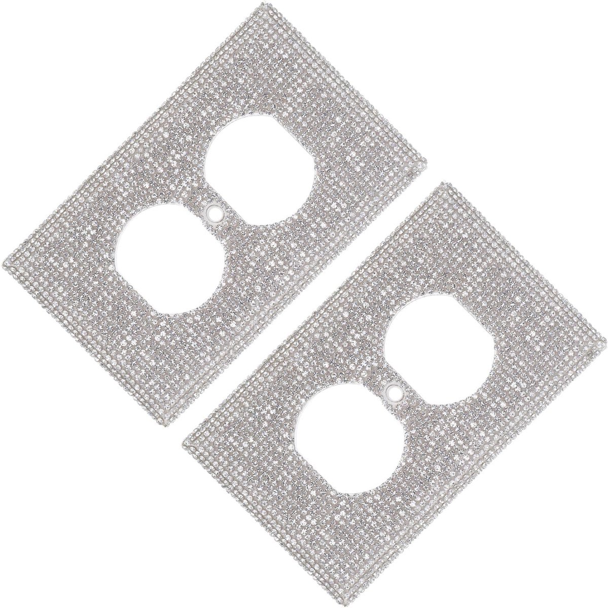 2 Stuks Decoratieve Stopcontactafdekking met Fonkelende Rhinestones Zilveren Bling Wandplaat voor Verfraaiing van Woonkamer Kantoor Eenvoudig Te Installeren Duurzaam