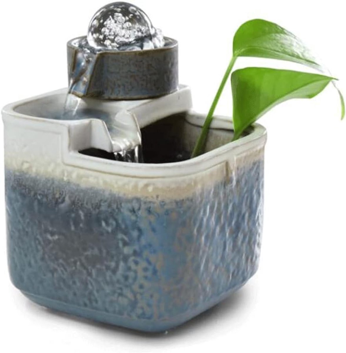 Fontein Ceramic Tabletop Fountain, Flowing Water Desktop Fountain, Desktop Decor Indoor Small Waterfall Functie for Office Home Binnenfonteinen Huisdecoratie (Color : Light blue)