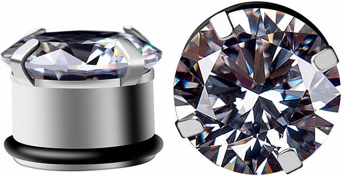 Zwart Lichtblauw 3 paar roestvrij staal O oormeetinstrumenten kubische zirkonia tunnel oren schroefsluiting lichaamspiercing-sieraden