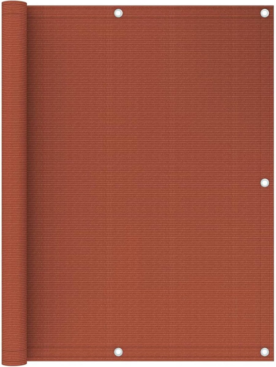Balkon inkijkbescherming balkonafdekking balkonbescherming balkonbekleding ondoorzichtig windscherm met oogjes, PE-touw terracotta-rood 120x600 cm HDPE