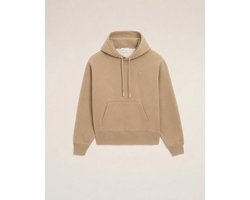 AMI Alexandre Mattiussi hoodie camel met reliëflogo en kangoeroezak unisex - L