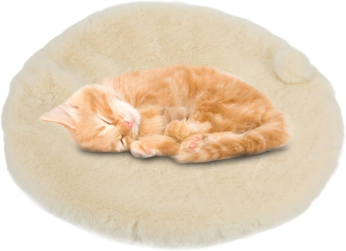 Kattenmanden voor Binnenkatten, Kalmerende Ronde Slaapmat voor Huisdieren Comfort Hondenbed Huisdier Mat voor Puppykitten voor Binnen(30cm-Wit)