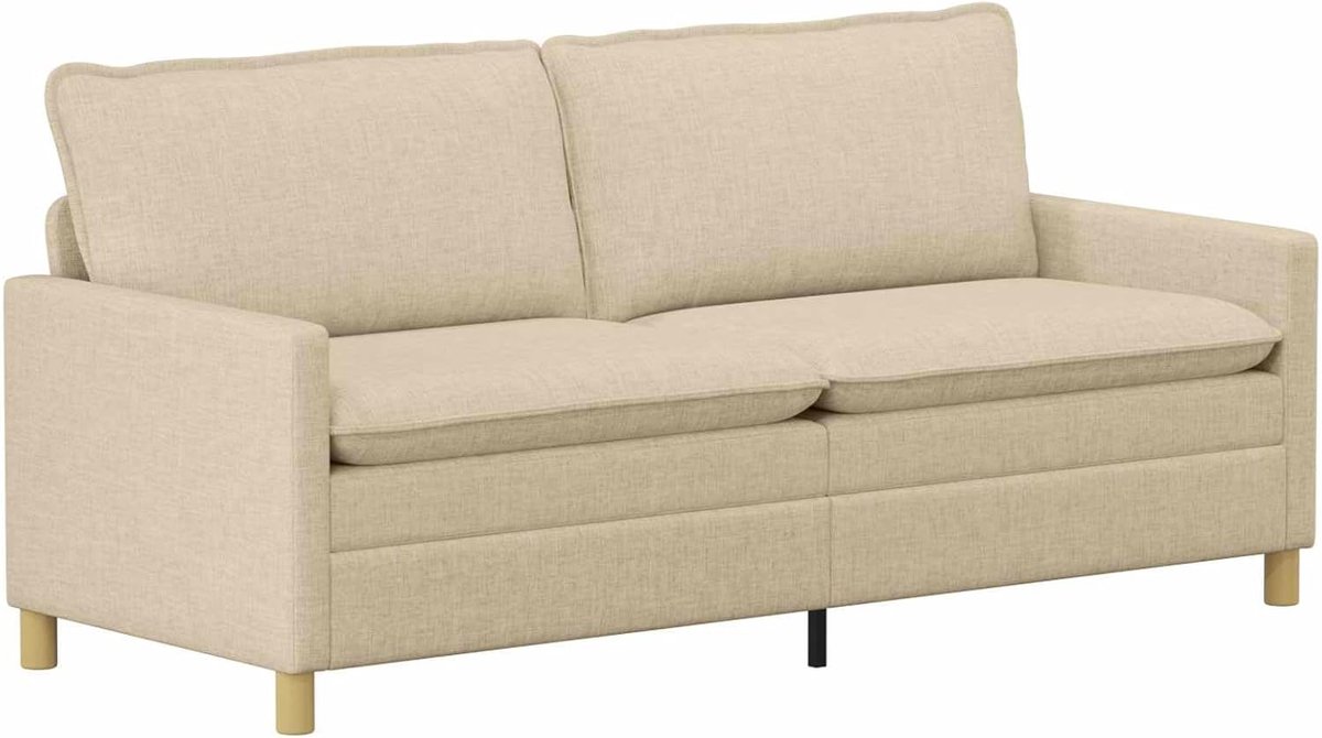 Sofa crème van stof en metaal, 196 x 81 x 87,5 cm