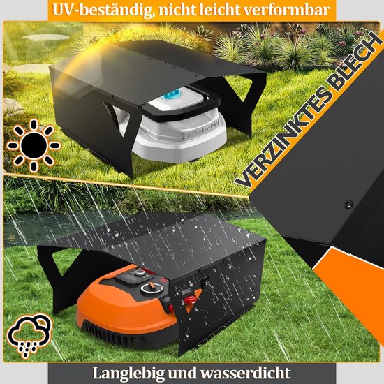 Garage voor robotmaaier, gegalvaniseerde beschermoverkapping, carport, overkapping voor grasmaaier, grasmaaier, met handschoenen en uv-bescherming, ideaal tegen regen en hagel, 78 x 60 x 34 — afbeelding 4