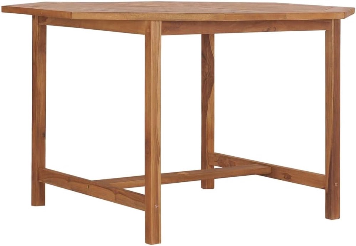 Tuineettafel van massief hout teak 110x110x75 cm met watergedragen afwerking voor terras en keuken, technisch gedroogd en geslepen, extra dik tafelblad en robuust