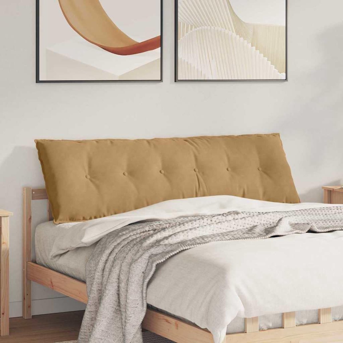 Rugkussen bruin 160 x 50 cm, rechthoekig rugkussen met fluweelachtige textuur, polyestervulling en verborgen ritssluiting, afneembare overtrek voor eenvoudige reiniging, bruin