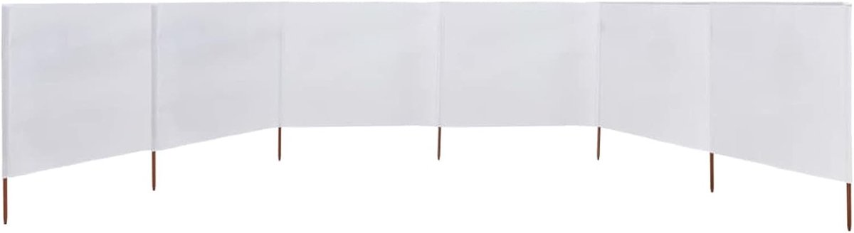 Strandwindscherm met 6 panelen, stof, wit, zand, 800 x 120 cm, buitenkant, tegen wind, zon en zicht, privacy tegen zon, wind, zicht voor tuin, terras, balkon