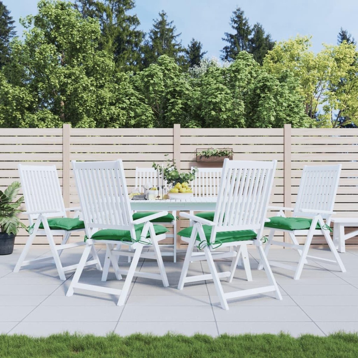 6 stuks stoelkussens, groen, 40 x 40 x 7 cm, Oxford-weefsel, outdoor zitkussen met antislip koorden en zachte PP-holle vezels, bekleding voor tuinmeubelen en binnen