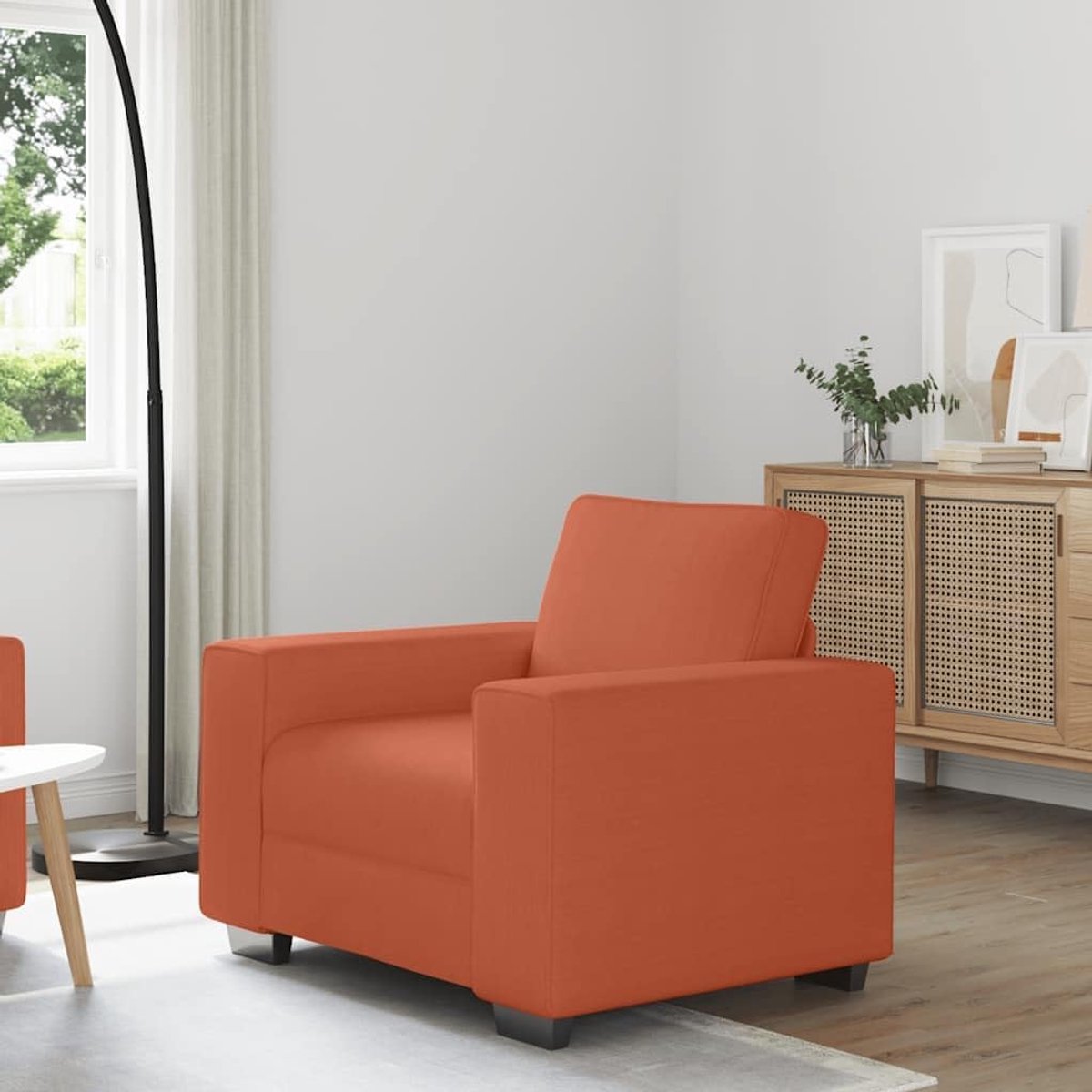 Rood oranje 60 cm corduroy relaxbank met gevoerde schuimrubberen zitplaatsen en stabiele multiplex armleuningen voor woonkamer, slaapkamer, studeerkamer