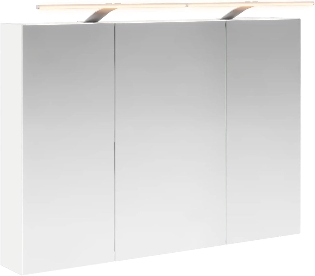 Badkamerspiegelkast wit 100 x 14,5 x 70 cm houtmateriaal, spiegelkast badkamer wandspiegelkast voor familiebadkamer kleedkamer 889127