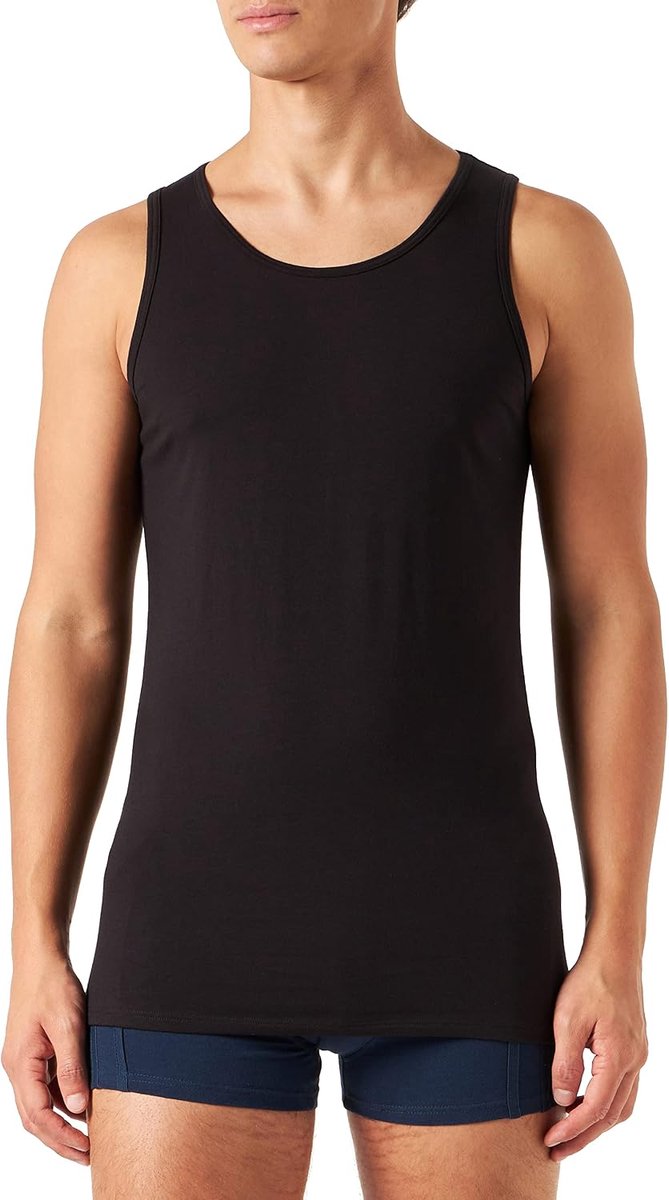 Stretch Cotton Tanktop voor heren, Zwart (Zwart 004), S
