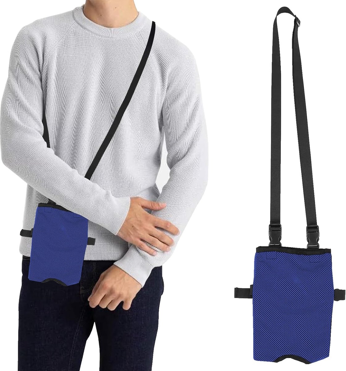 Urinedrainagezakhouder, urinesonde zak, draagbare urinoir voor heren, voor thuis, buiten, rolstoel, blauw