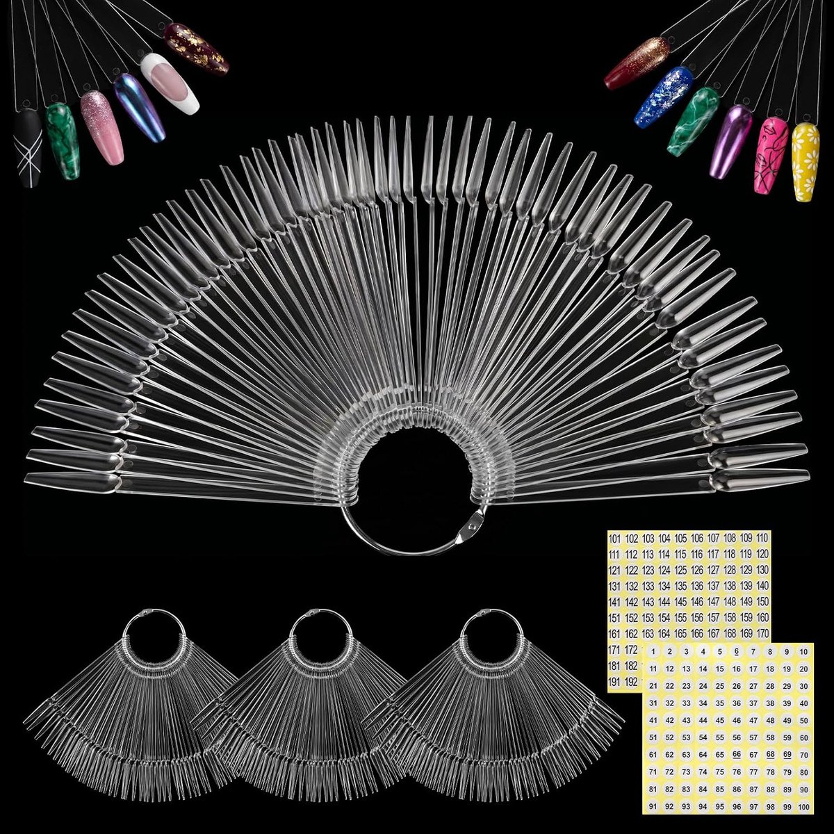 Tips ring stick helder nageldisplay met nummerstickers