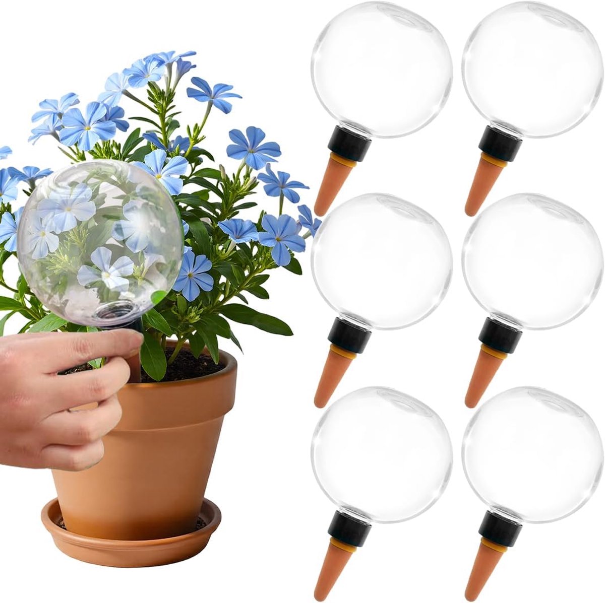 Waterballen voor planten, 6 stuks, 500 ml, zelfbewatering, automatische plantenirrigatie voor planten, waterdispenser, irrigatie, zelfbewatering voor binnen en buiten