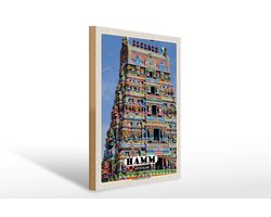Holzschild Städte Hamm Siri-Kamadchi-Ampal-Tempel 30x40cm