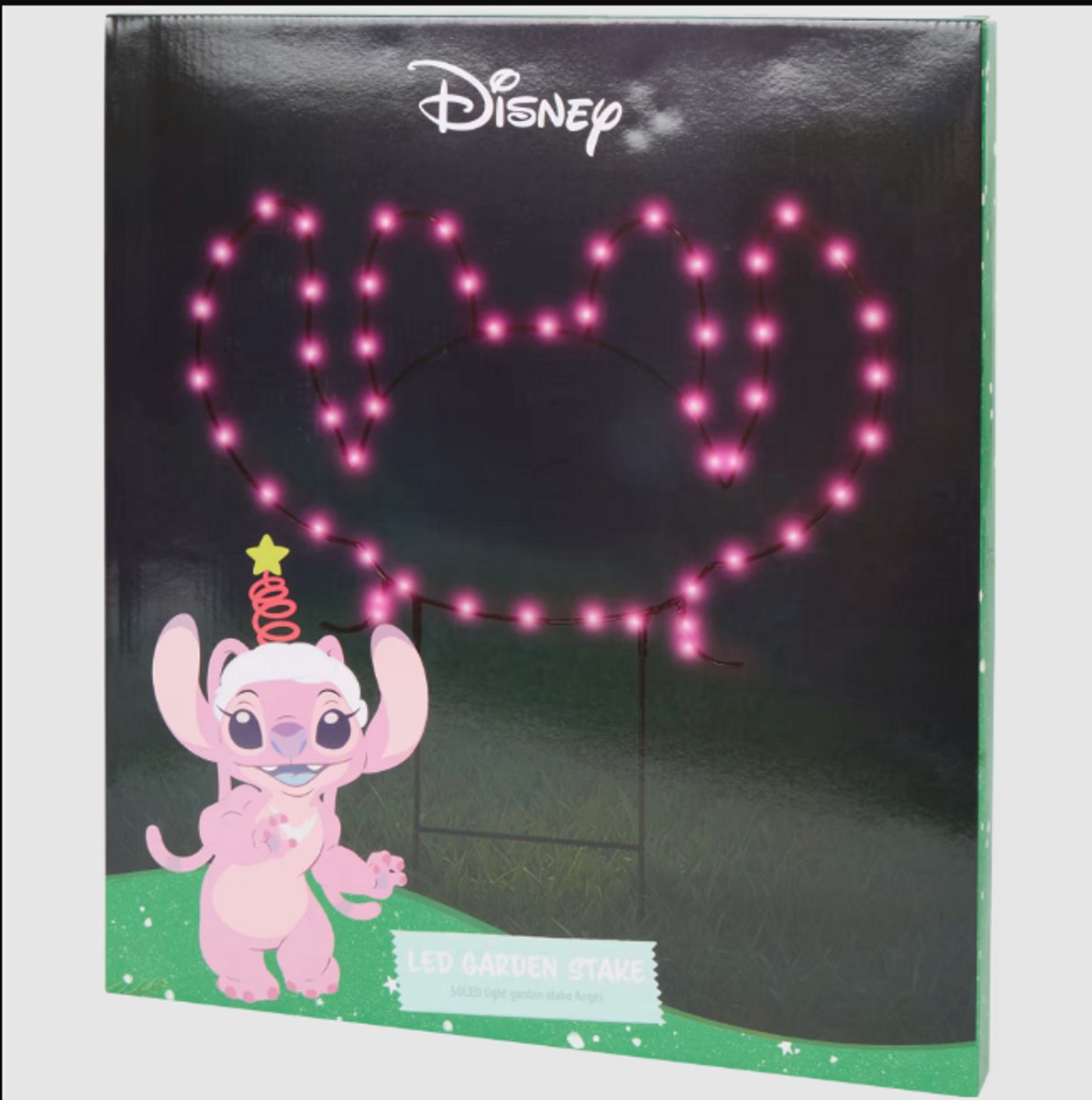 Disney Angel (van Stitch) LED Tuinsteker – 50 Gekleurde LED Lampjes – IP44 Spatwaterdicht – Buitenverlichting – Werkt op 3 AA Batterijen