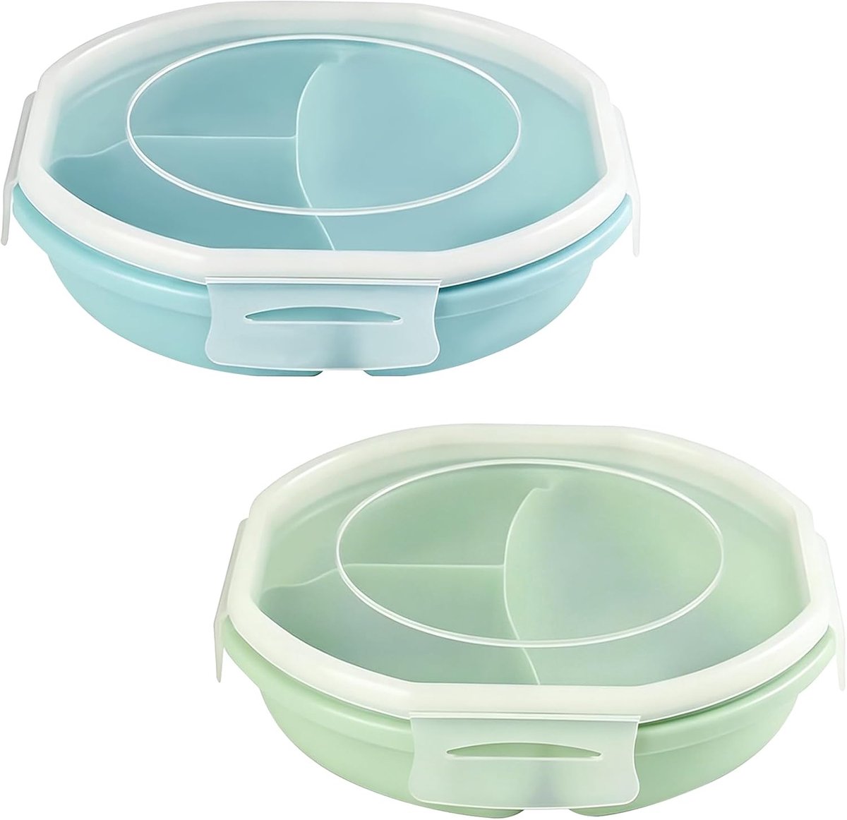 Magnetronbord met deksel, ronde magnetronlunchbox, lunchbox met ventilatie, bord met luchtdicht deksel, BPA-vrij, voor opwarmen en bewaren