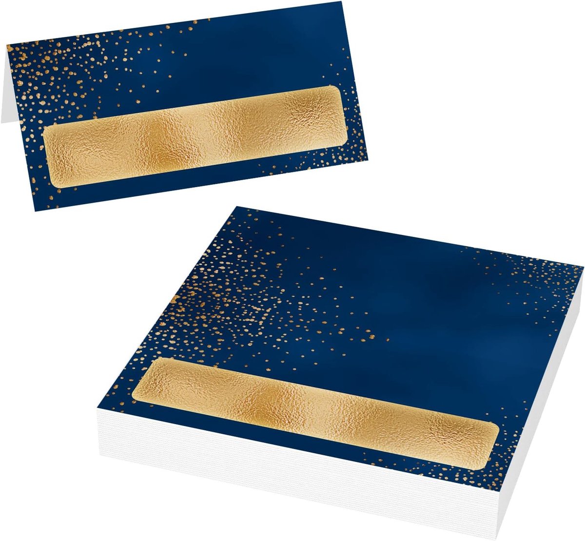 50 stuks verjaardagskaarten blauw goud blanco gevouwen tafelkaartjes voor verjaardagsfeesten feestkaartjes universeel