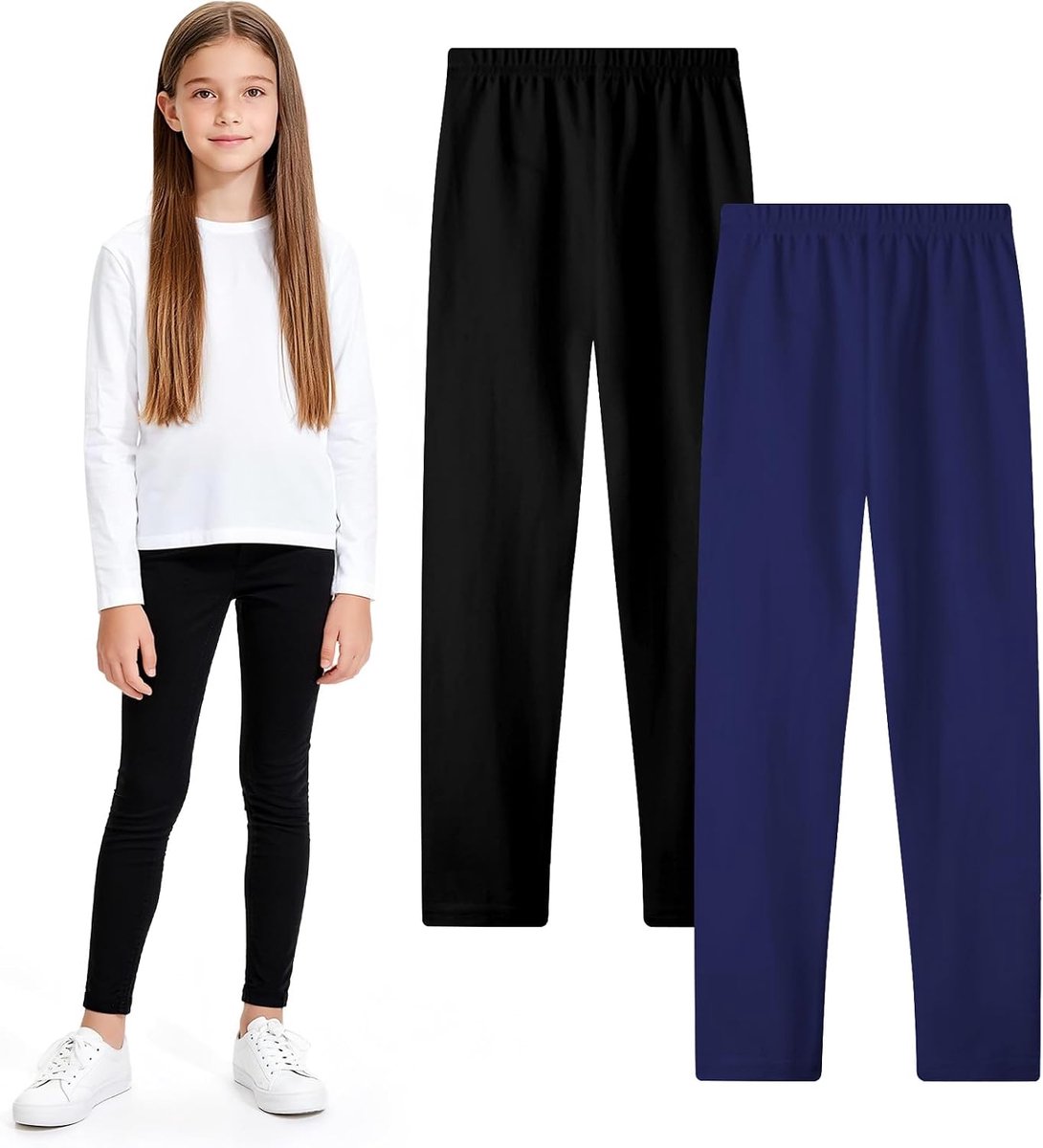 Leggings voor kinderen, sportbroek, katoen, basic sportbroek, lange kinderleggings, sportlegging voor meisjes, ondoorzichtig, 104-158