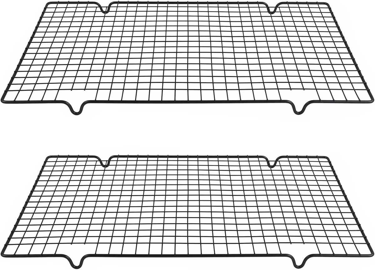 2 stuks taartrooster, koelrooster, 40 x 25,5 x 2 cm, grillrooster met fijn rooster, afdruiprek, grillrooster, uitkoelrooster voor het brood, voor koelen, bakken, braden, grillen