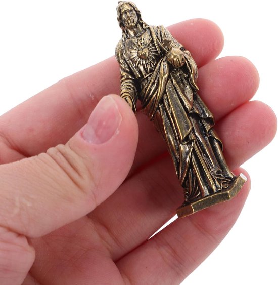 Brass Jesus Figurine Kleine Religieuze Beeldje voor Desktop Tuindecoratie Compact Spiritueel Geschenk voor Geloof Meditatie — afbeelding 4
