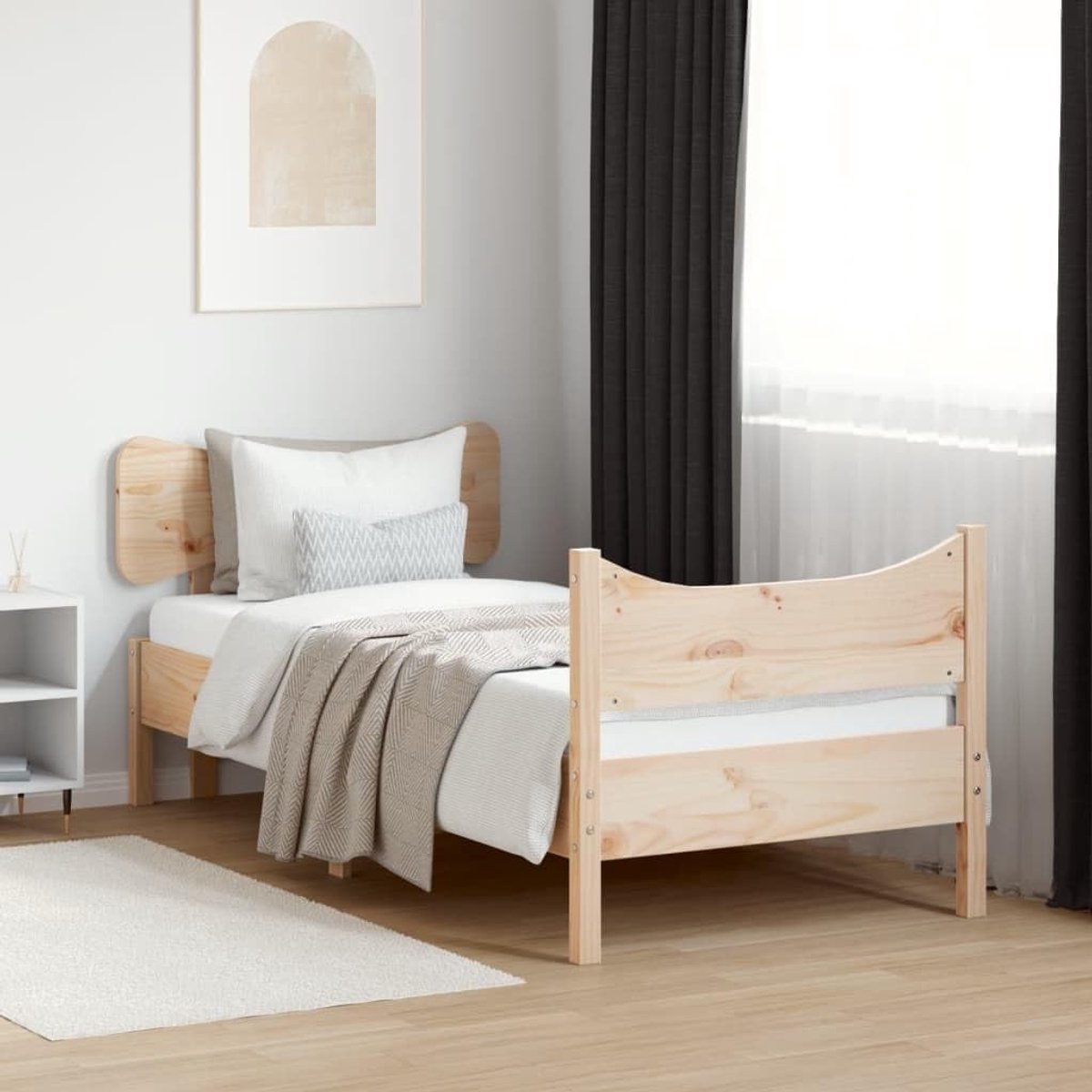 Massief grenenhout met lattenbodem eenpersoonsbed 75x190 cm naturel
