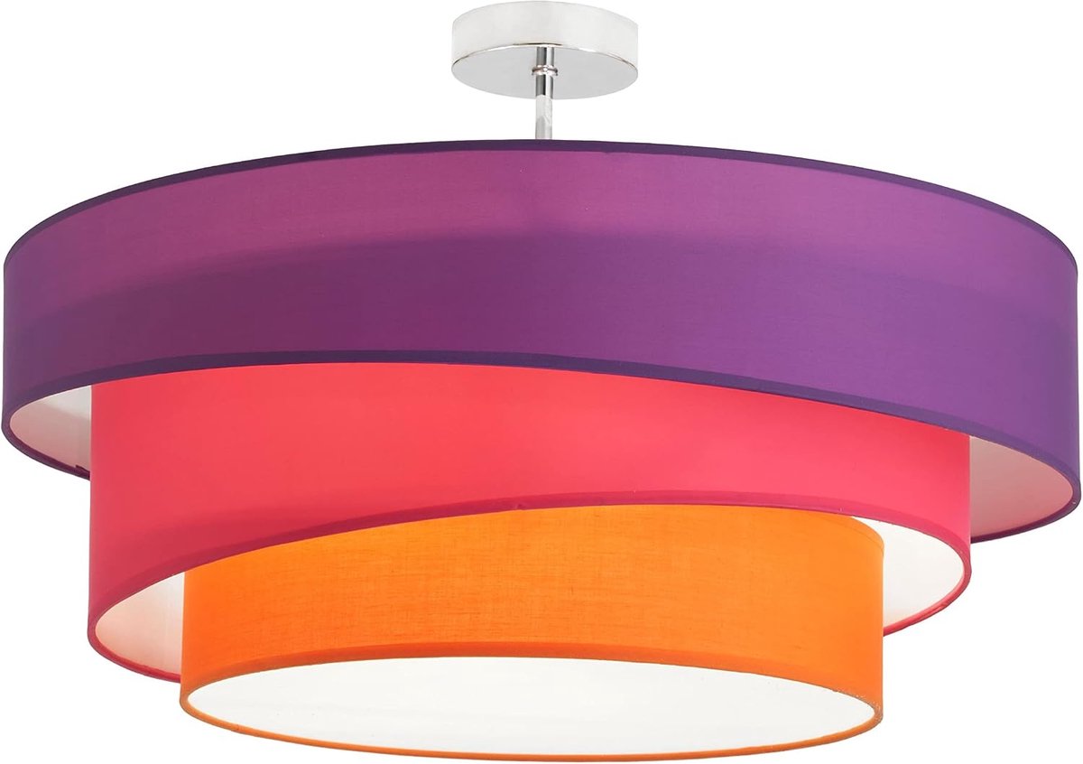 plafondlamp 'Melia' (modern) in Paars uit textiel/stof zijde o.a. voor woon-/ eetkamer - met stoffen kap, plafondverlichting