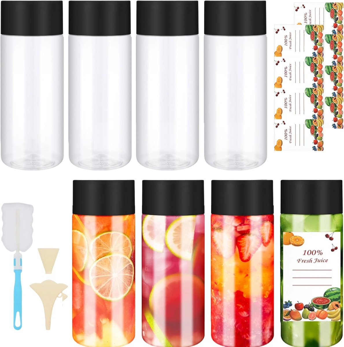 Flessen met deksel, plastic flessen 300 ml
