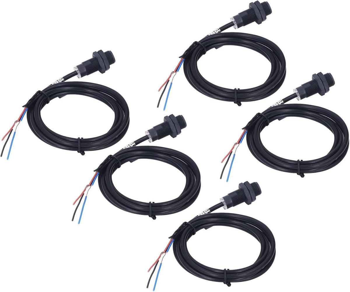 5 Stuks Hall Effect Sensor NPN Normaal Open 10mm Sensing Hall Effect Naderingssensor Schakelaar DC 5-30V, voor Positiemeting van Pneumatisch, Hydraulisch, Cilinder en Zuiger, met