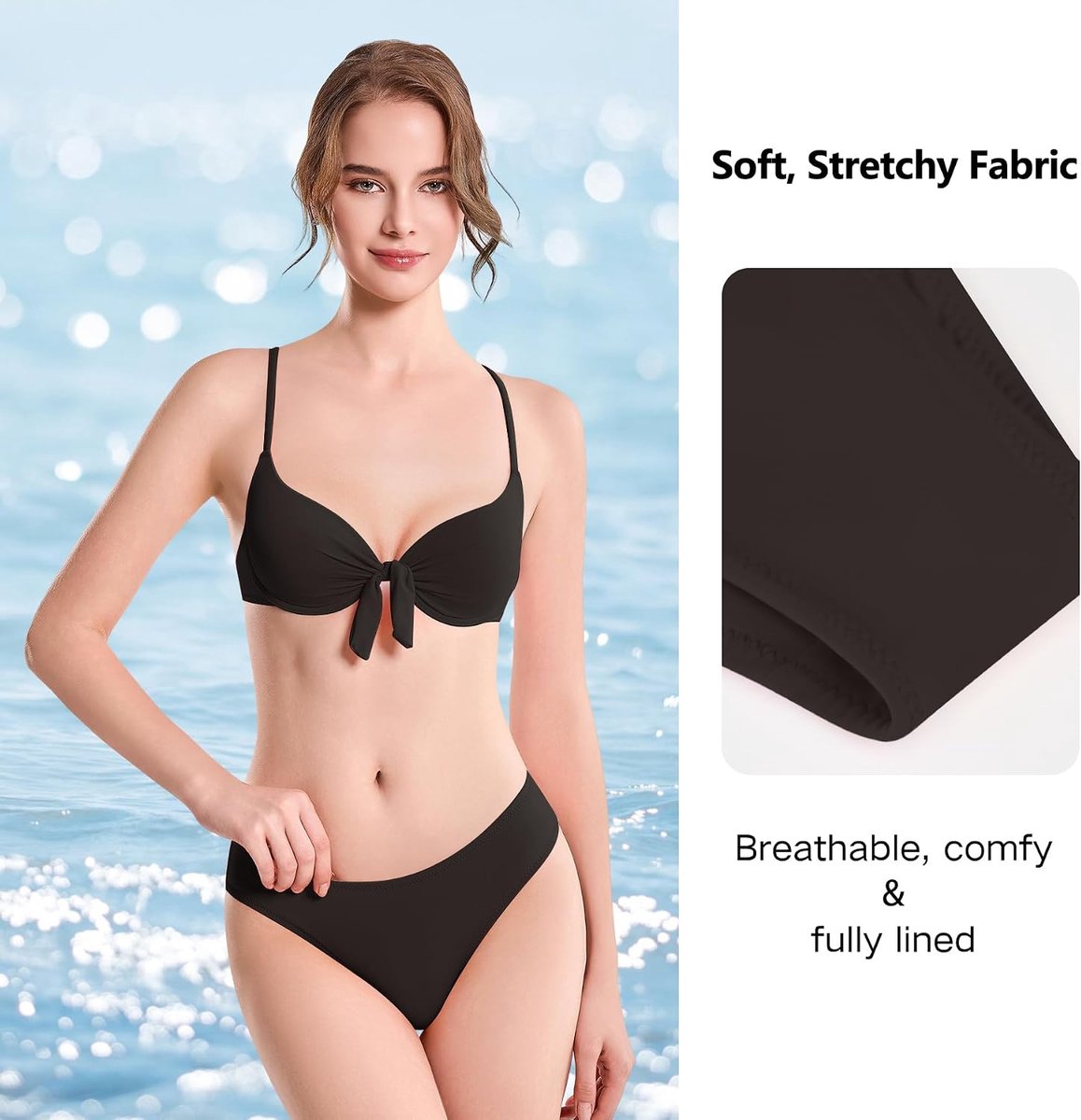 Tie-Knot Bikini Set – Gewatteerd Tweedelig Badpak met Verstelbare Bandjes