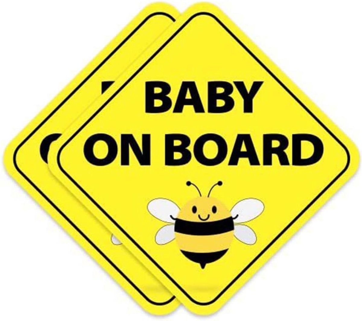 2 Baby an Board, magneetbord, geel, standaard, 10 x 10 cm, voor auto