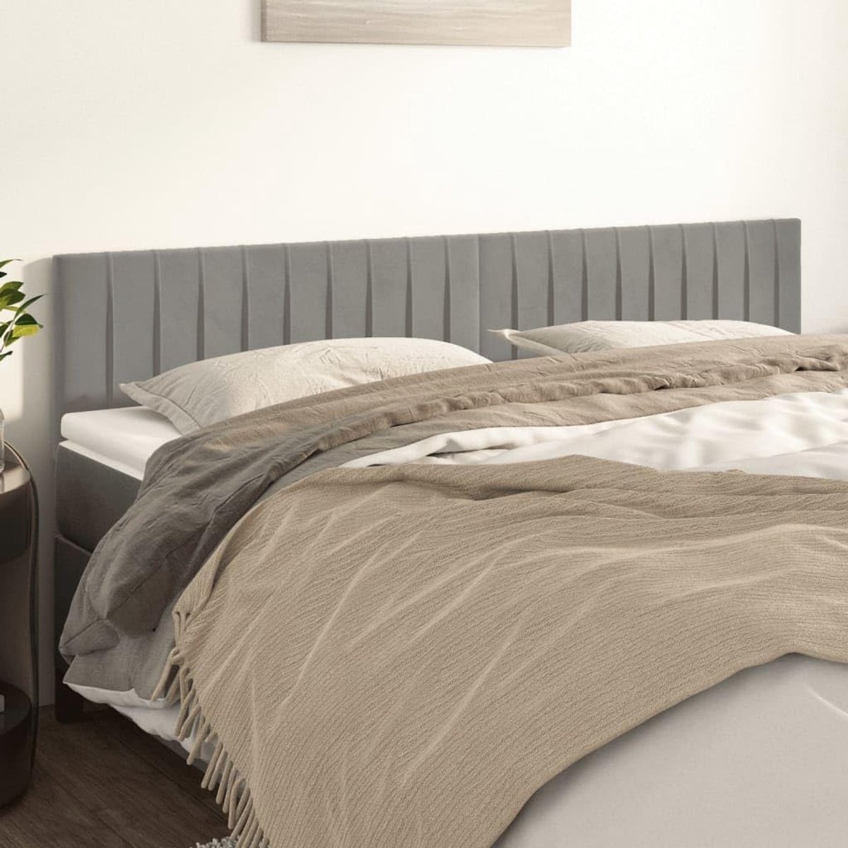 Hoofdsteunen 2 Stuks Lichtgrijs 90 x 5 x 78/88 cm Fluwelen Hoofdsteun Slaapkamer Meubels Hotels